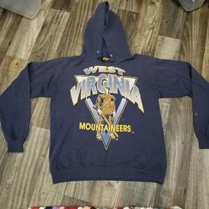 Vintage West Virginia Mountaineers Hoodie Sweatshirt TSI Hurricane Extremely Htf